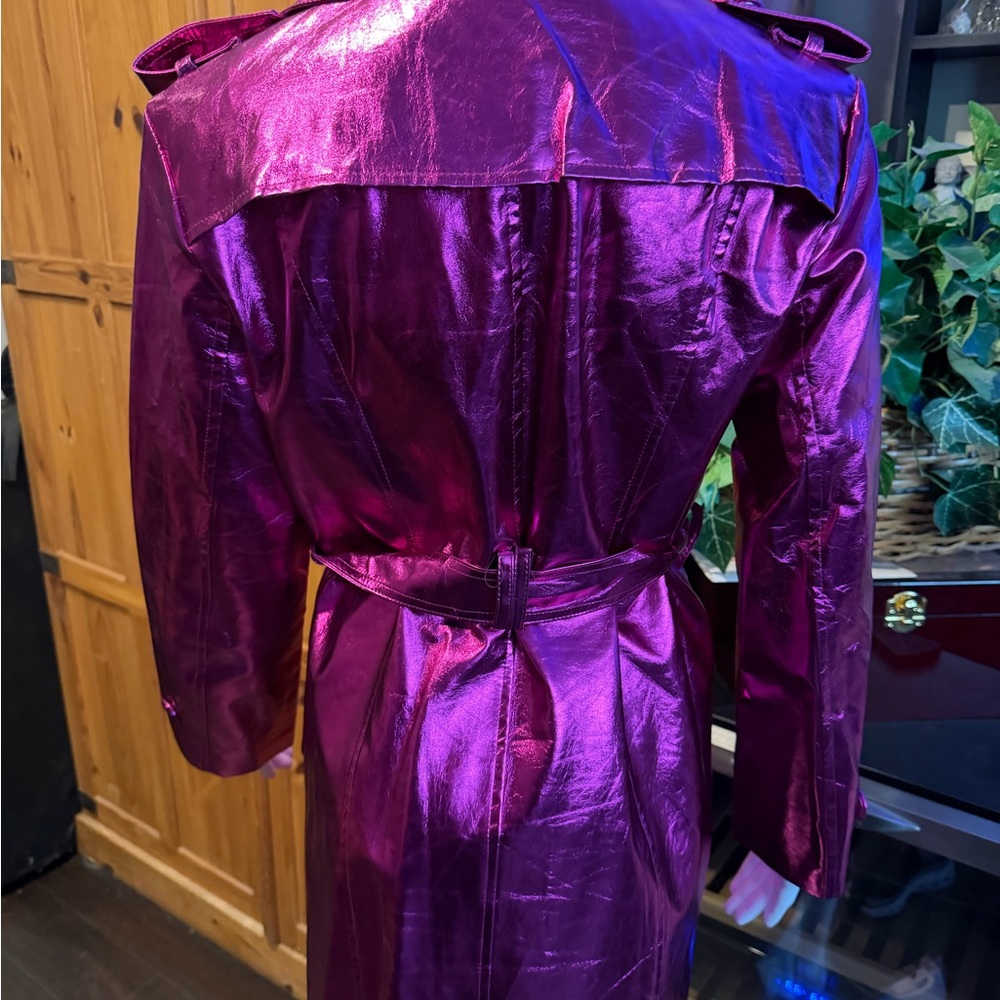 Glamorous Fuchsia Trench Coat - Picture 3 of 7